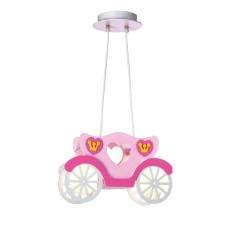 Παιδικό φωτιστικό κρεμαστό δίφωτο ροζ άμαξα Aca | MD110042P